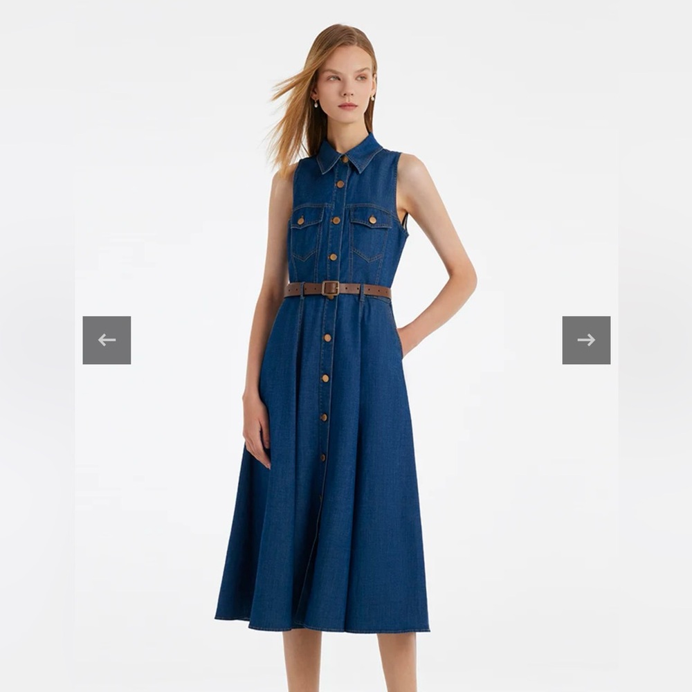 Goelia denim dress w belt - Picture 2 of 16